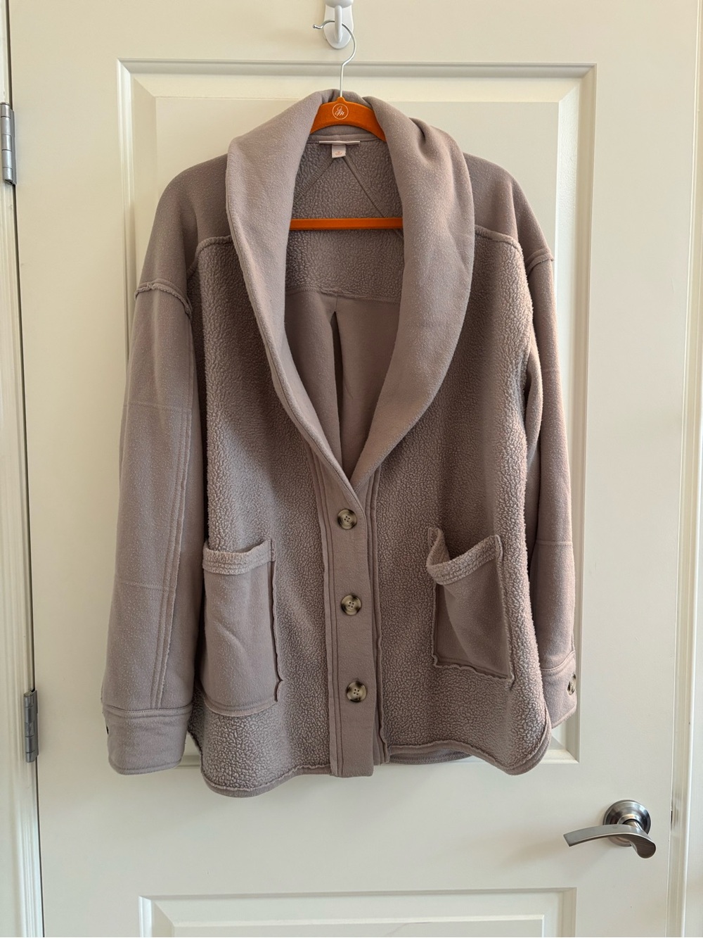 Knox Rose Taupe Plush Shawl-Collar Button Jacket/ Shacket
